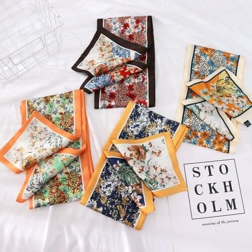 New Spring summer scarves ins small floral scarf French hair band narrow slender little ribbon women scarf SJ483