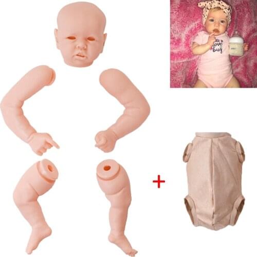 17-inch Silicone Unfinished Rebirth Doll Doll Lifelike Newborn Crooked Mouth Baby Plus Body Parts DIY Blank Doll Kit