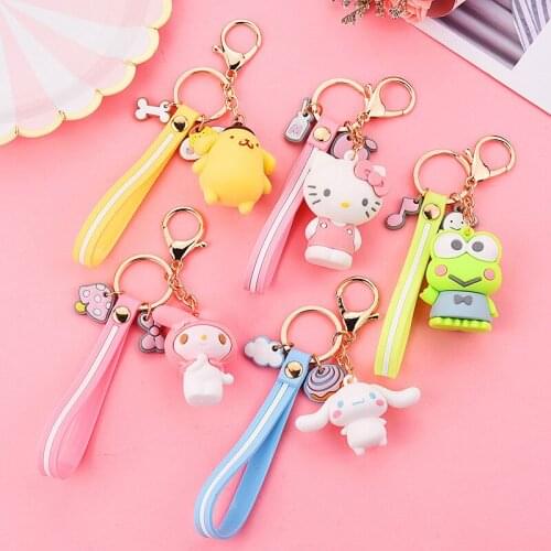 2021 Fashion Anime Innovative Cartoon Cute Doll KT Cat Frog Keychain Hanging Chain Student Bag Pendant Car Keychain Hanging