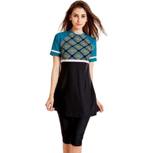 2021 Muslim swimwear short-sleeved islamic swimsuit modest bathing suit women