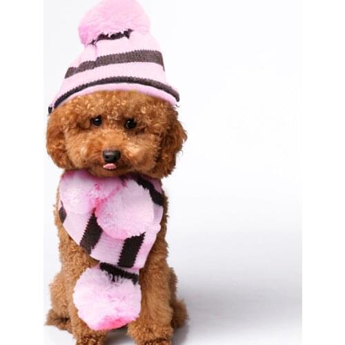 3pcs/set Pet Dog Cap Chihuahua Pug Bichon Knitted Hat Scarf For Small Dogs Winter Puppy Outfit Set Caps For Dogs To Keep Warm G3