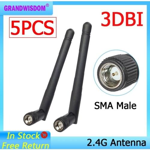 5pcs 2.4GHz WIFI Antenna 2dBi-3dbi Aerial SMA Male connector wi fi antena 2.4 ghz antenne wi-fi for Wireless Router antenas