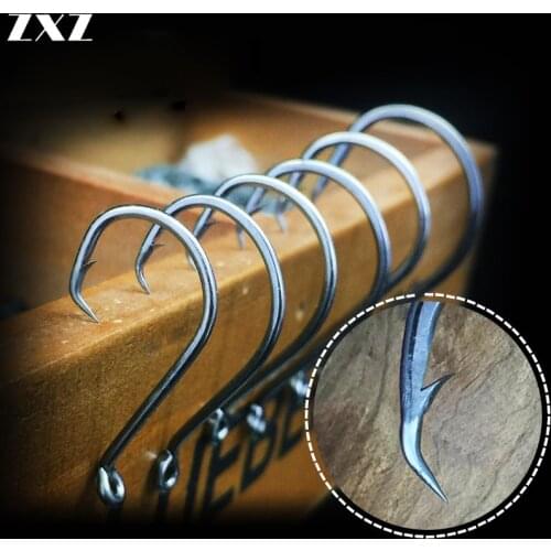50pcs Big Original Fishing Hook #5/0 Crank Hooks Barbed Fishhook Tackle Fish Hook Spoon Single Sea Fishing Hooks Saltwater Super
