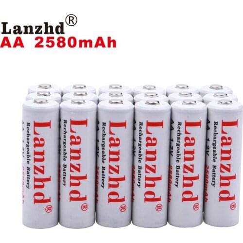 40PCS 1.2V rechargeable AA batteries AA 1.2 V battery AA 2580mAh 1.2 V NI-MH For flashlight toy preheated batteries AA