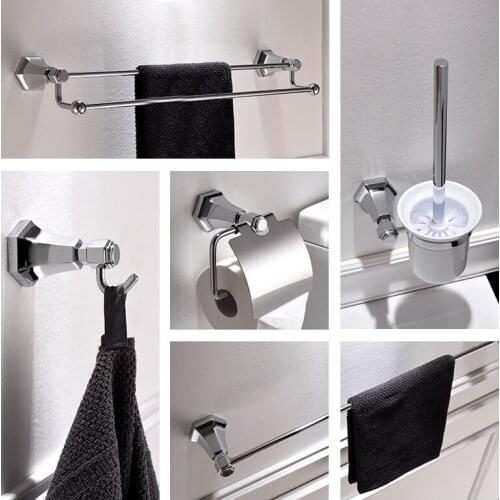 European Style Bathroom Hardware Pendant Chrome Finish Solid Brass Robe Hook Bathroom Accessories Towel Rack Soap Dish Holders 9