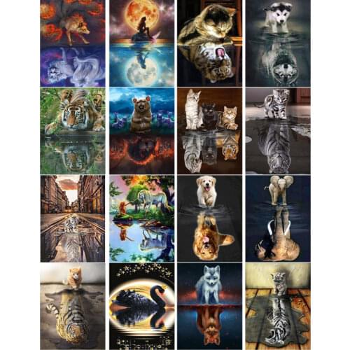 5D Diy Diamond Embroidery Tiger Diamond Painting Animals Diamond Mosaic Art Painting Cat Elephant Dog Cross Stitch Home Decor