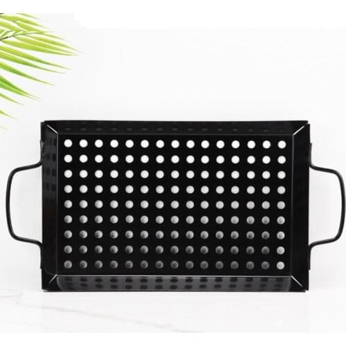 Non-stick Grill Pan Carbon Steel Barbecue Grill Plate Food Basket Tray