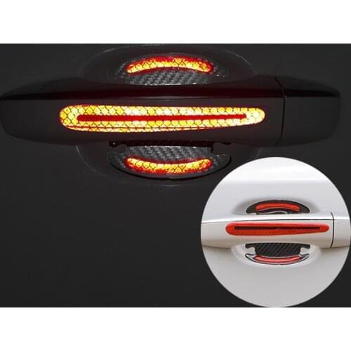 Car Stickers Reflective Door Warning Tape 5D Sticker Auto Reflective Strip Carbon Fiber Decoration Car Door Safety Strip