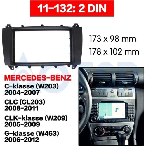 Seicane Car Radio Fascia refitting 2Din Frame Panel Kit for 2005 2006 2007 2008 2009 Mercedes BENZ C CLASS W203 GLK-Class C209