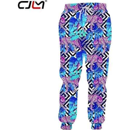 CJLM 2020 New Fashion Stripes Mens Pants 3D Big Size Custom Printed Blue leaf leopard Trousers Man Casual Sweatpants 5XL