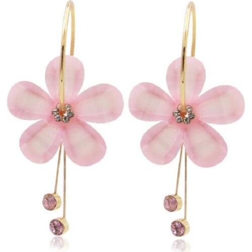 Floral Earrings Flower Hoop Drop Earrings Acrylic Dangle Earrings for Women Girls