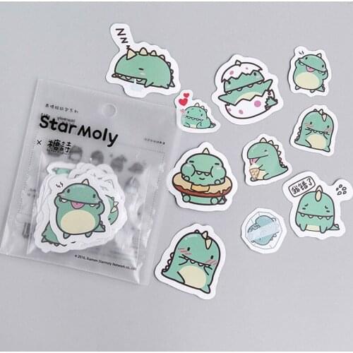40 PCS Creative Cartoons Little Dragon Green Paper Sticker Decoration DIY Ablum Diary Scrapbooking Label Sticker Cute Stationery