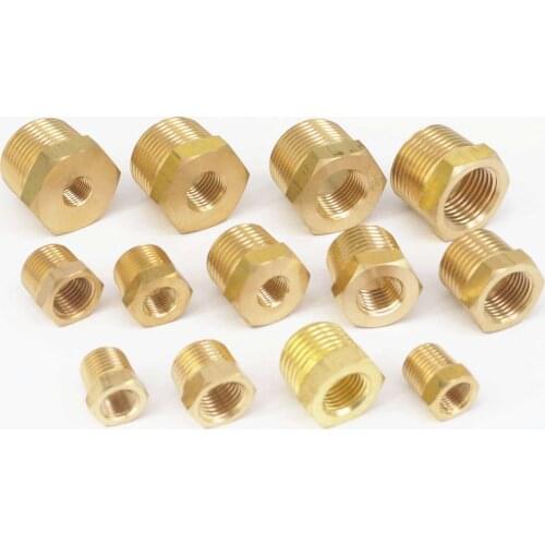 1/4" 3/8" 1/2" 3/4" NPT BSPT Male x Female Brass Reducing Bushing Pipe Fittings Connectors Adapter Air Gas Fuel Water 229 PSI