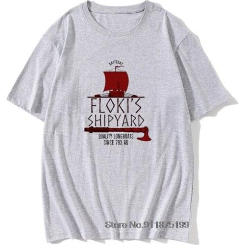 Mens T Shirt Vikings Flokis Shipyard Floki Badass Awesome Mens Tshirt Hip Hop Vintage New Arrival Male Tees 100% Cotton Tshirt