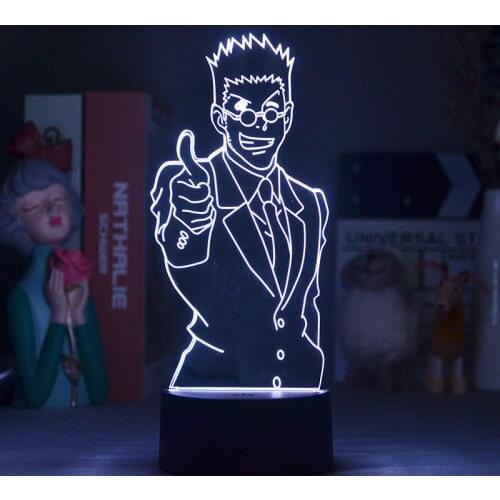 Hunter X Hunter 3D LED Illusion Night Light Anime Lamp for Bedroom Decor Light Kids Birthday Gift Figure Leorio PaladiKnight