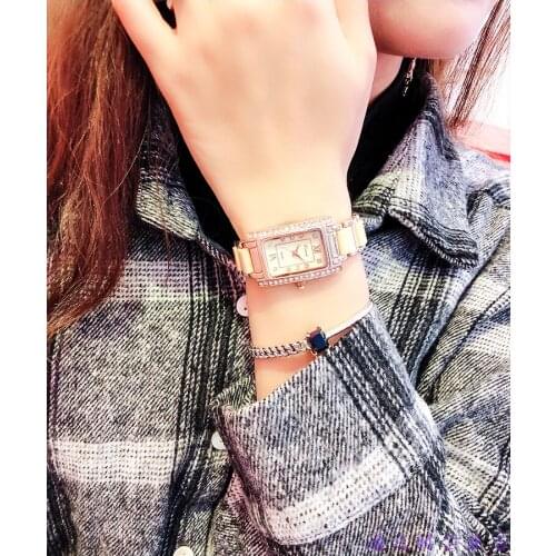 Exquisite square zircon-inlaid watch female white ceramic quartz watch