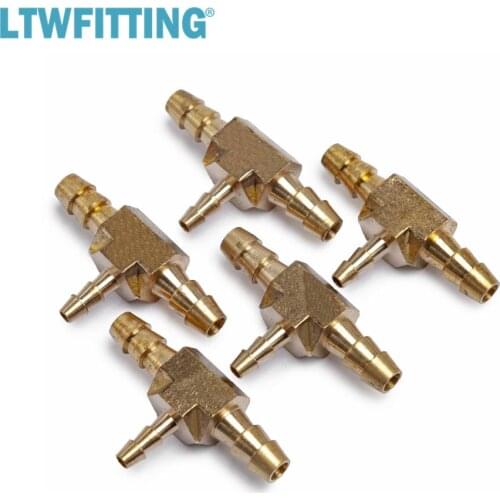 LTWFITTING Brass Barb Tee Fitting 1/4" x 1/4" x 1/8" Hose for Fuel Boat
