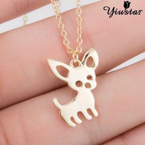 Trendy Geometry Chihuahua Stainless Steel Princess Pendant Necklace Gifts for Women Dog Choker Necklaces Party Halloween Jewelry