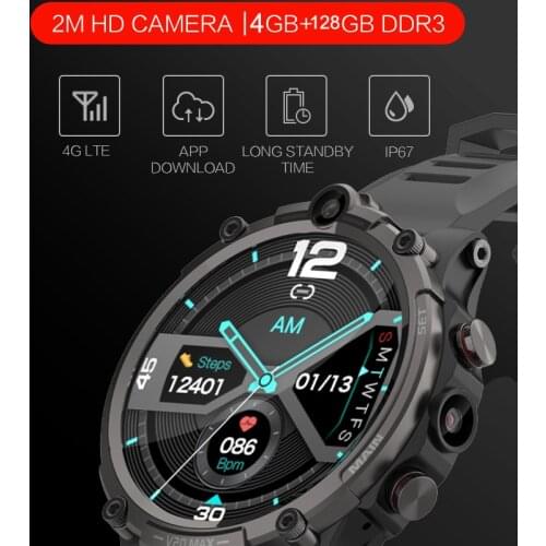 2021 Newest Android system 4G men smart watch 930Mah Big Battery Smartwatch HD Camera GPS WIFI independent sim card Phone Watch