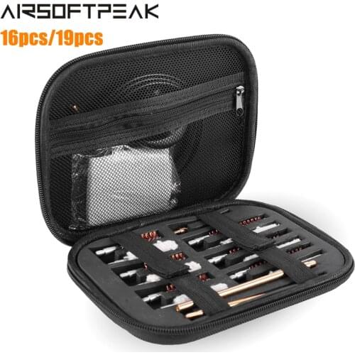 16pcs/19pcs Universal Handgun Cleaning Kit for .22 .357 .38, 9mm .40 .45 Caliber Pistol Rifle Gun Barrel Cleaning Tools