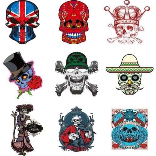 Iron-on Transfers for Clothing Punk Patches for Clothes Stickers Diy Skull Patch Flex Fusible Transfer Vinyl Adhesive Stripe J