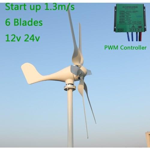 Low Start speed 800w 12v 24v Wind Turbine with 6 Blades and charge controller for Home use
