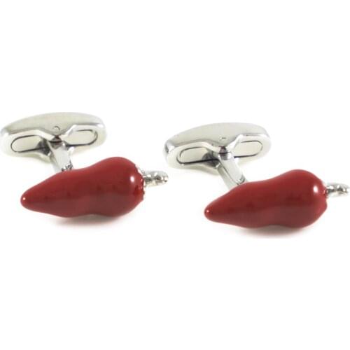 Novelty Red Hot Chilli Cuff Links Chili Pepper Birthday Gift Wedding Cuff Links