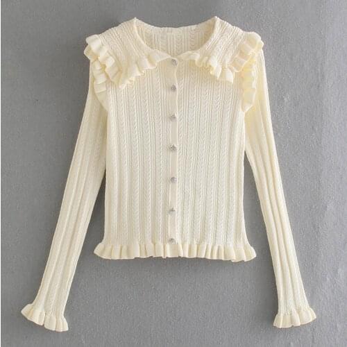 New womens wear jewelry button up Lapel long sleeve knit cardigan sweater coat in spring and autumn 2021
