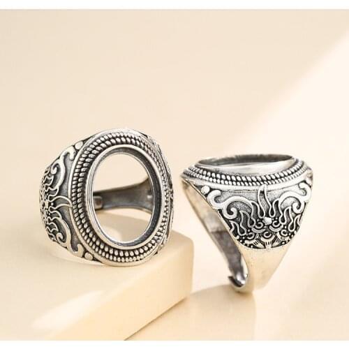 12*16mm 925 STERLING SILVER Semi Mount Bases Blanks base blank Pad men ring Setting jewelry findings (without stone) A5406