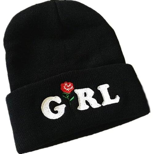 Cotton Flower Thicken Knitted Hat Winter Warm Hat Skullies Cap Beanie Hat for Girl and Women 54