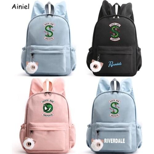 Serpents Riverdale Backpack Cute Rabbit Ears Large Capacity Backpacks Travel Bags Pencil Case School Backpack Teenage Girls Boys