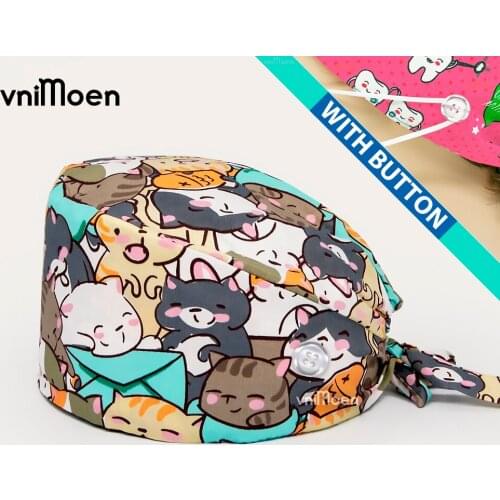 Surgery cap nurse Adjustable Unisex Printing Cotton Scrub Hat Beauty Salon Working Caps Surgical Cap Nurse Hat Elastic Nurse hat