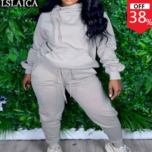 Sport Solid Women 2 Piece Set Long Sleeve Tops&woman Pants Drawstring Fashion Sets Womens Outfits Autumn Knit Two Peice Sets