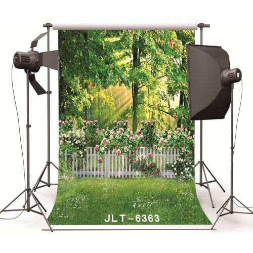 Fabric Cloth Custom Photography Backdrop Scenic Spring Green Tree Flower Vinyl Background Photo Studio Prop for Wedding Children