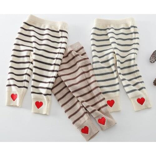 Infant Baby Boys Girls Striped Knitting Cotton Pants Korean Style Spring Autumn Toddler Baby Boys Girl Knitting Trousers