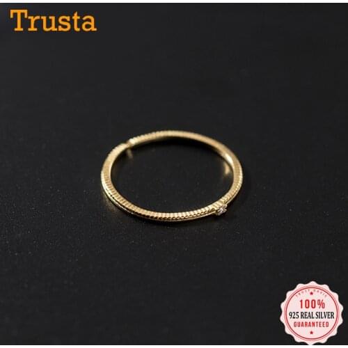 TrustDavis Real 925 Sterling Silver Fashion Sweet Minimalist CZ Opening Ring For Women Wedding Party Fine S925 Jewelry DB066