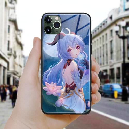 Ganyu genshin impact cute art Soft Silicone Glass Phone Case Cover Shell For iPhone SE 6 6s 7 8 Plus X XR XS 11 12 Mini Pro Max