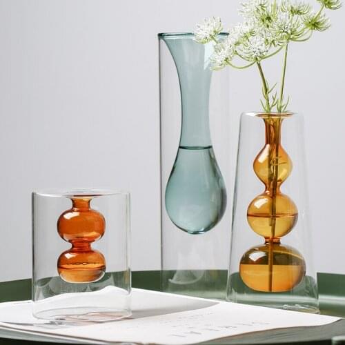 Flower Vase For Table Decoration Living Room Decorative Vase Planter Tabletop Terrarium Glass Containers Table Vase Nordic