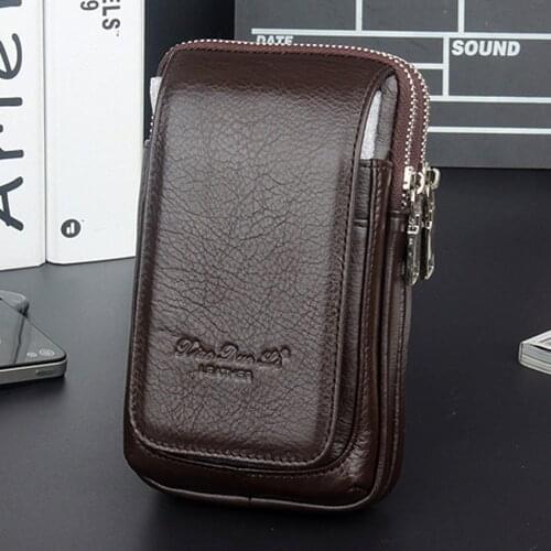 High Quality Men Genuine Leather Fanny Waist Coin Purse Pocket Belt Bum Pouch Fashion Hip Bum Cell/Mobile Phone Case Bag