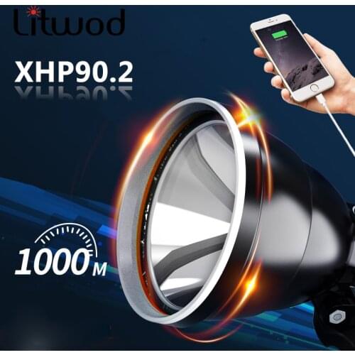 Xhp90.2 The Most Brightest Led Headlamp Head Lamp Flashlight Torch 32w Bulbs 3* 18650 Battery Power Bank 7800mah Light Headlight