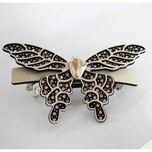 Fancy Butterfly Hair Barrettes - Classic Hair Clip Accessory for Women Girl Amazing Crystal Hair Ornament Jewelry for Thick Hair