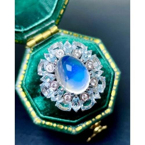 LR712 Fine Jewelry 18K Gold AU750 Sri Lanka Origin Natural Moonstone Gemstone 4.3ct Females Rings for Women Fine Rings