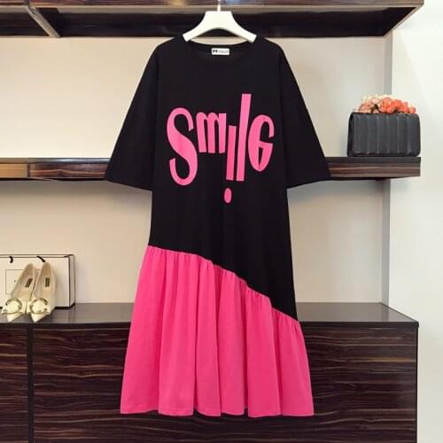 Plus size women Summer oversized casual dresses Summer o neck short sleeve ruffles patchwork long dresses ladies vestidos mujer