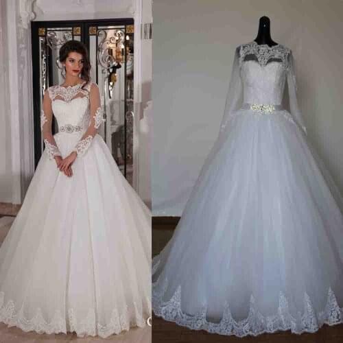 See Through Sexy Long Sleeve Lace Wedding Dress Vestido De Noiva Casamento Robe De Mariage 2016 Romantic Wedding Dresses