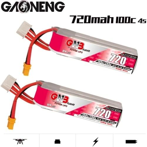 10PCS/SET 15.2V GAONENG GNB 720mAh 100C MAX 200C 4S HV XT30 Plug Lipo Battery for RC FPV Racing Drone Tinywhoop Frame Kit