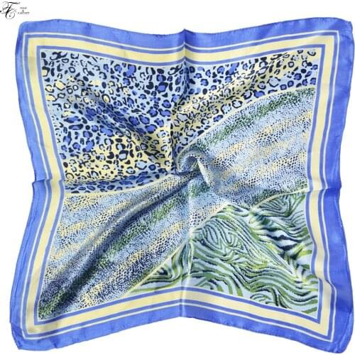 Tony&Candice 100% Silk Scarf Square Women 53*53CM Scarves Ladies Ring&Wrap Oil Pattern Luxury Style Soft Satin Neckerchief