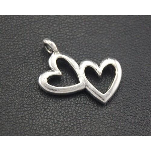 20pcs Silver Color Heart to heart Charm DIY Handmade Jewelry Findings 16x19mm A1751
