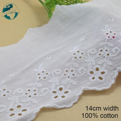 3yards 14cm width 100% Cotton embroid lace sewing ribbon guipure trim wedding lace DIY Garment Accessories african lace#3310