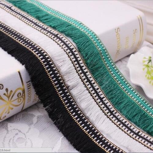 45yds Gold Yarn Polyester Cotton Tassel Lace Trim Ethnic Fringe Lace Ribbon DIY Sewing Clothing Hat Curtain Accessories Webbing