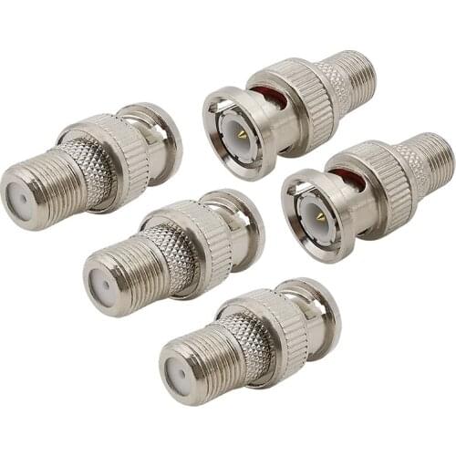 5Pcs/lot BNC Male Plug to F Female Jack Adapter F to BNC RF Coaxial Coax Connector Coupler Adapters for CCTV Camera